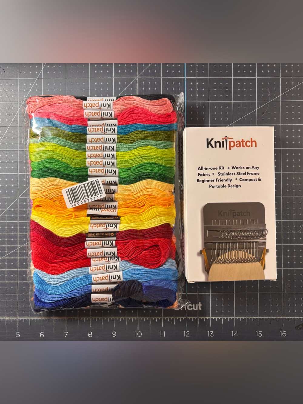 Knit patch visible mending loom and Embroidery Floss Multi-Color Pack - Picture 2 of 2